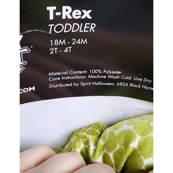 T-Rex Costume Toddler 2T/4T Kids Dinosaur Halloween Green Yellow Jumpsuit - Picture 9 of 16